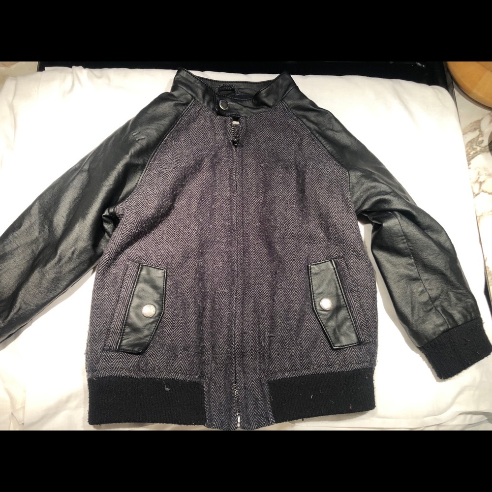 Black Faux Leather Boys Jacket